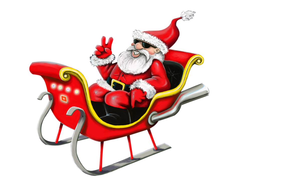 a santa claus on a sler