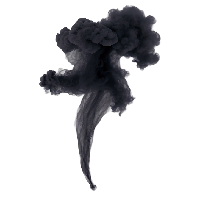 a black smoke cloud on a white background