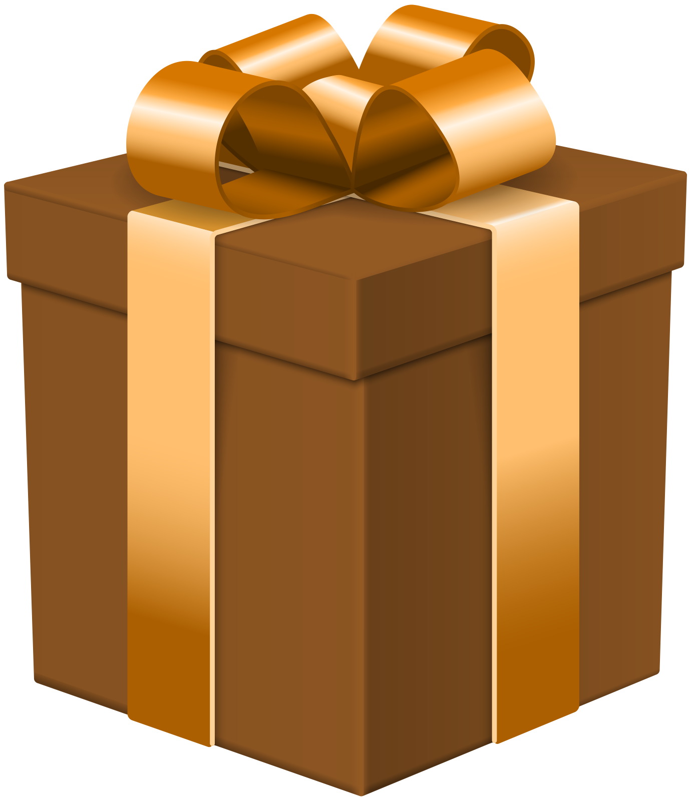 a brown gift box with a bow