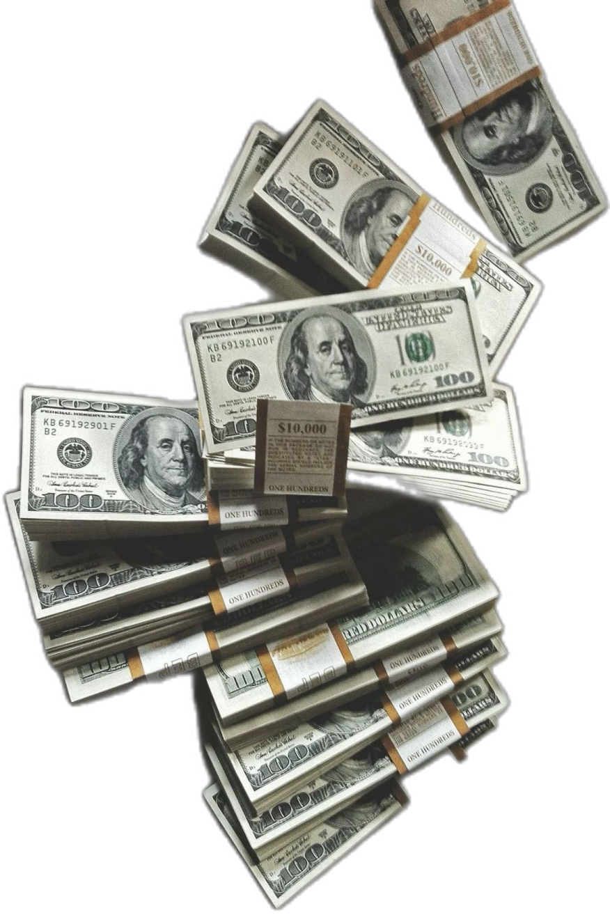 a pile of money on a white background