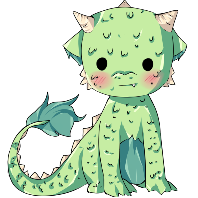 a drawing of a green dragon with its eyes closed