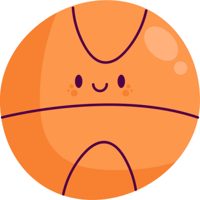an orange basketball ball with a sad face