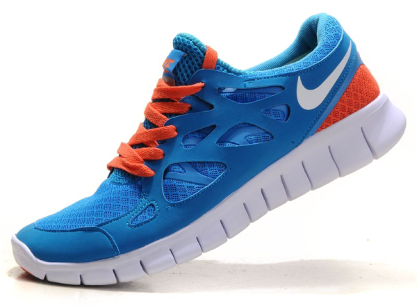 nike free run kids running shoes blue orange white