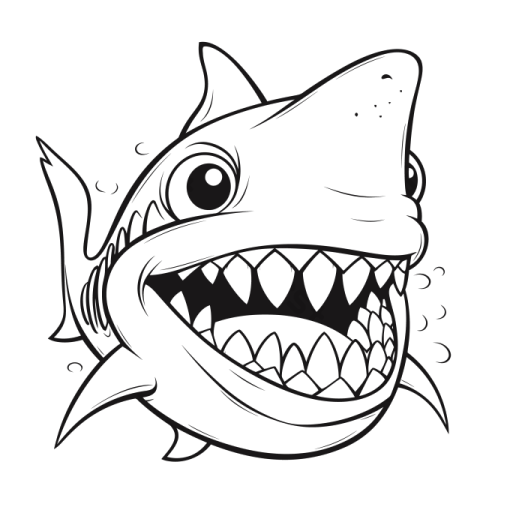 a drawing of a shark with its mouth open