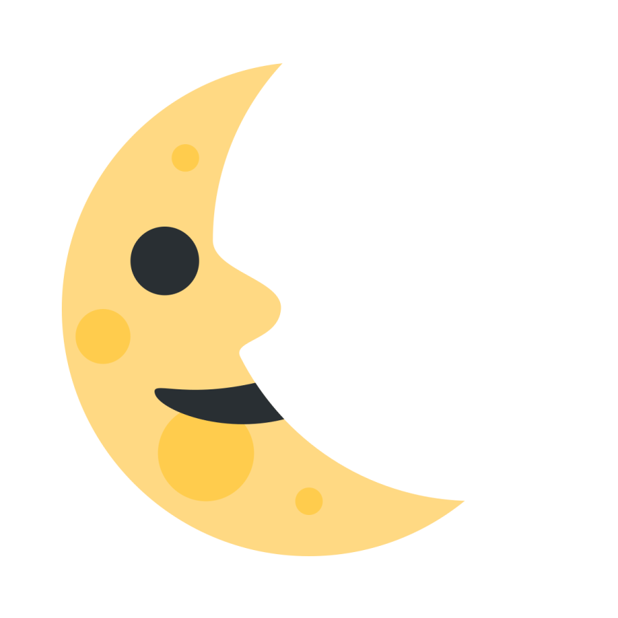 a crescent with a smiley face on it