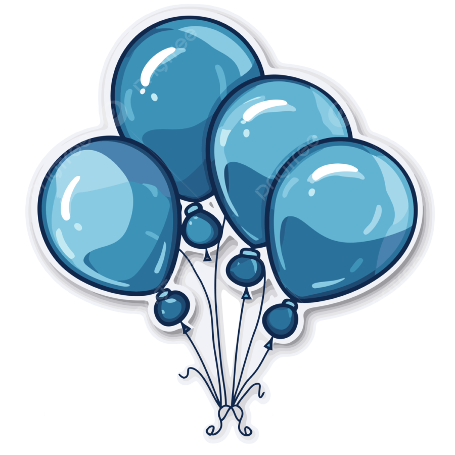 a bunch of blue balloons