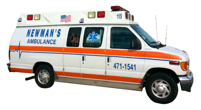 a white ambulance with an american flag on it
