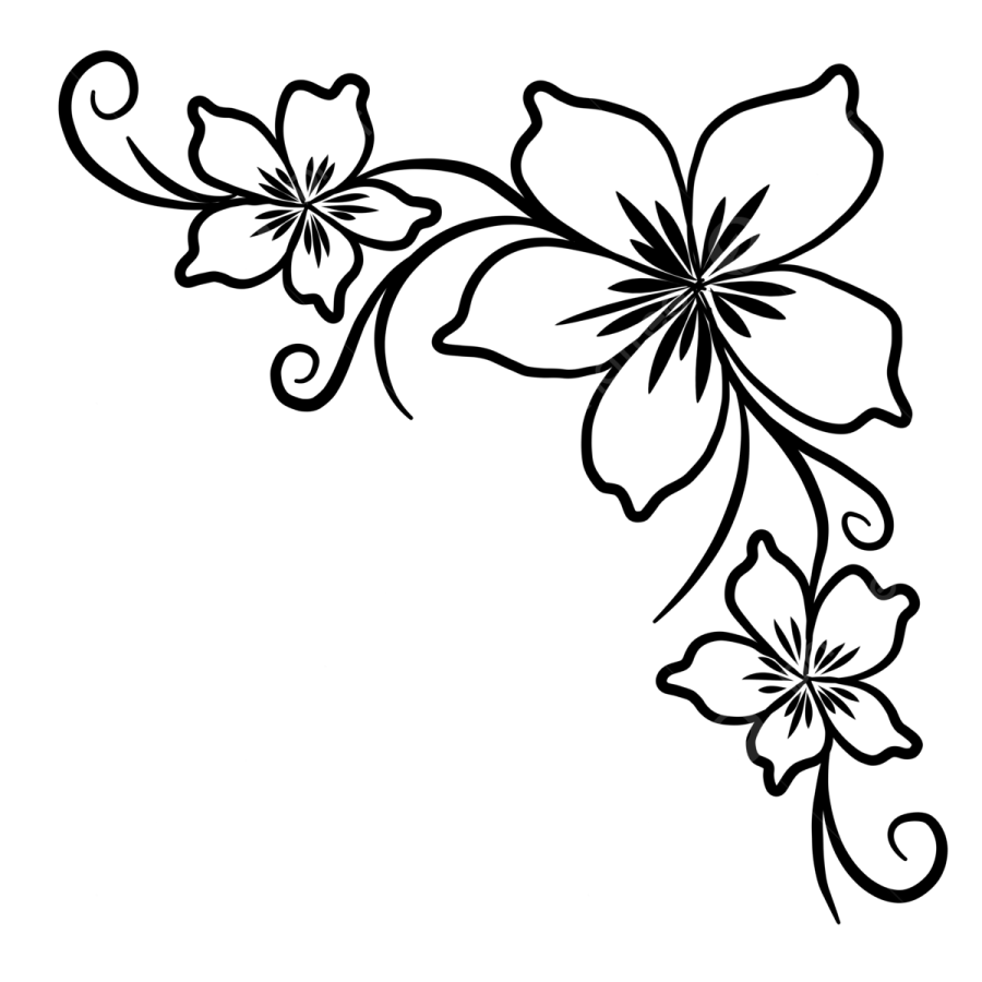 a black and white drawing of flowers