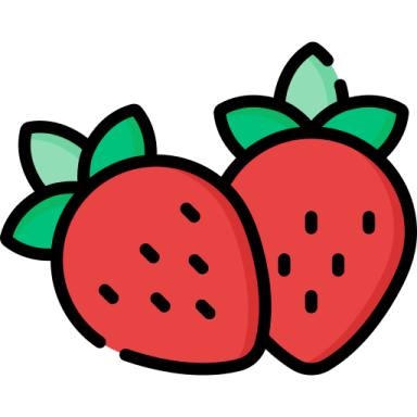 two strawberries on a white background