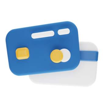 a blue plastic card holder with two yellow buttons