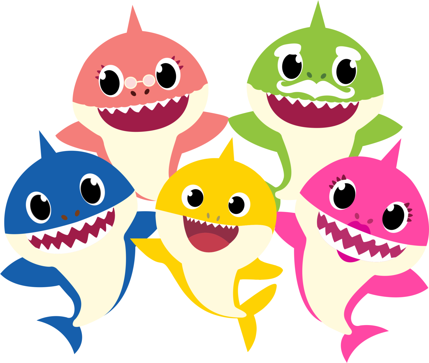 a group of baby shark clipart
