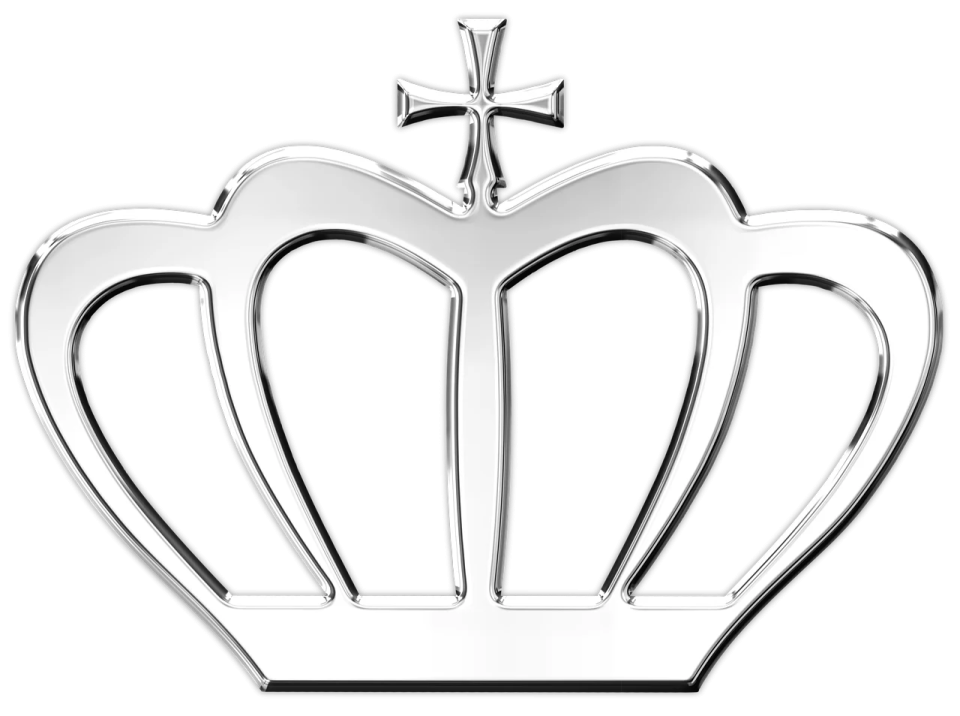 a silver crown on a white background