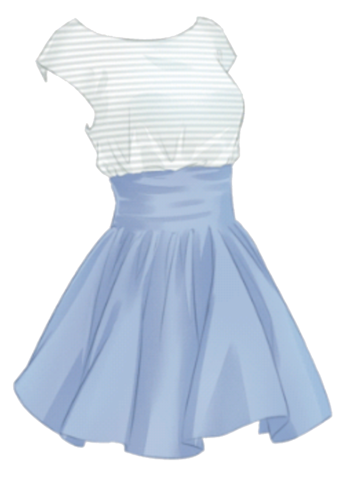 a white and blue dress with stripes on it