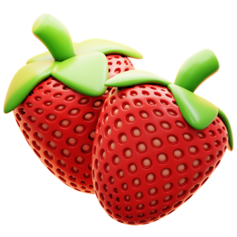 two strawberries on a white background