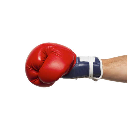 a hand with red boxing gloves on it