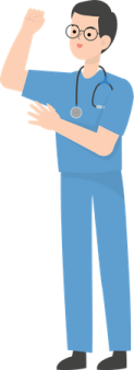 a man in scrubs with his arms crossed