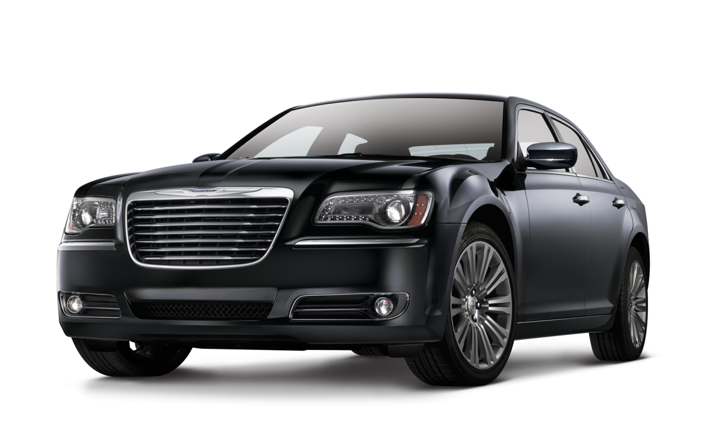 a black chrysler car on a white background