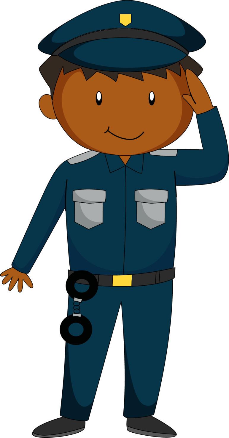 a cartoon police officer talking on the phone