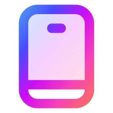 a square icon with a pink and blue gradient