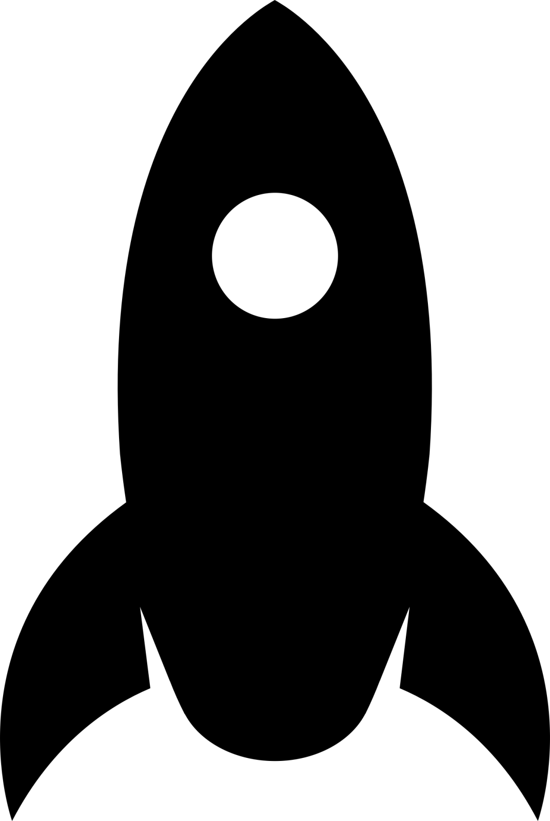a black and white silhouette of a rocket