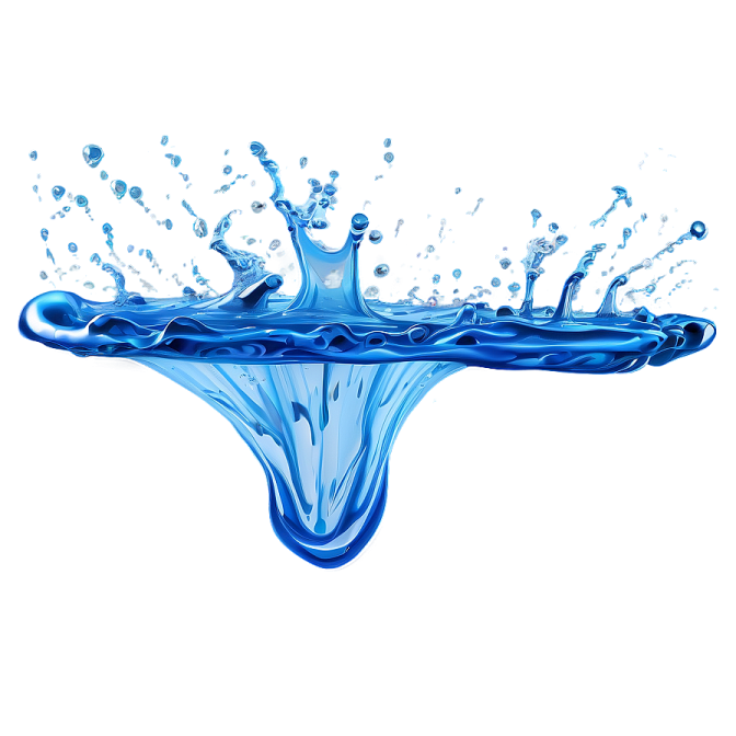 blue water splash on white background