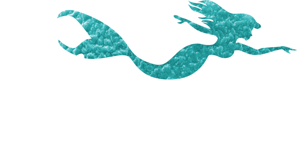 a silhouette of a mermaid swimming in the ocean