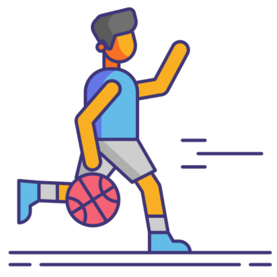 a man running with a basketball ball