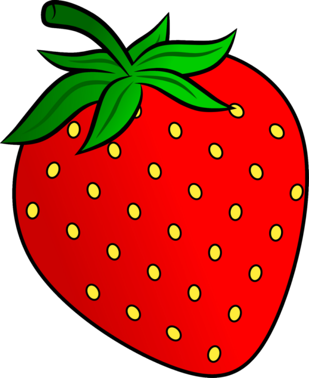 a red strawberry with yellow dots on it