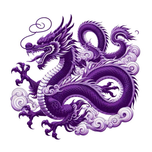 a purple dragon on a white background