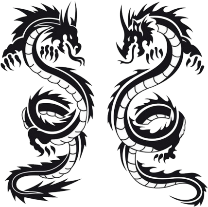 a pair of dragon tattoos