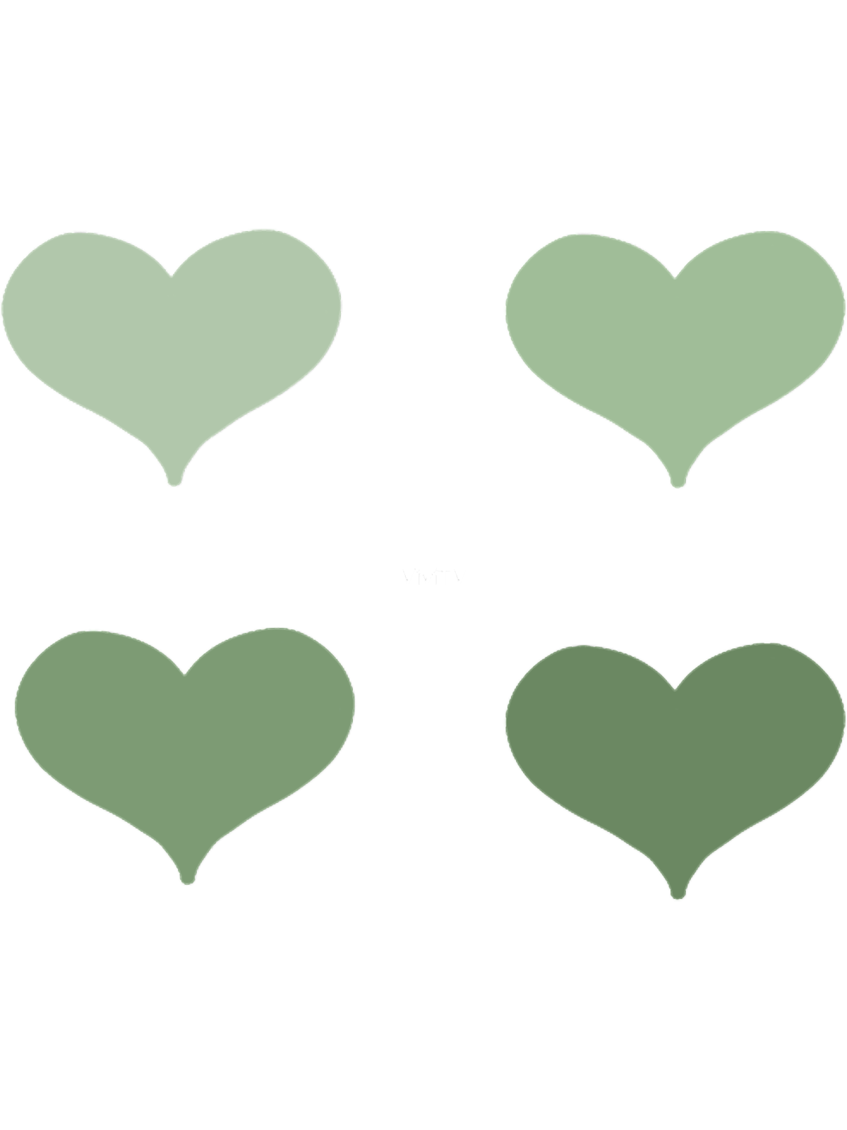 a set of green heart shapes