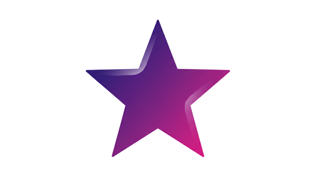 a purple star on a white background