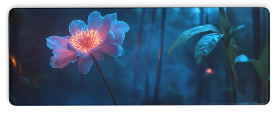 a pink flower on a blue background