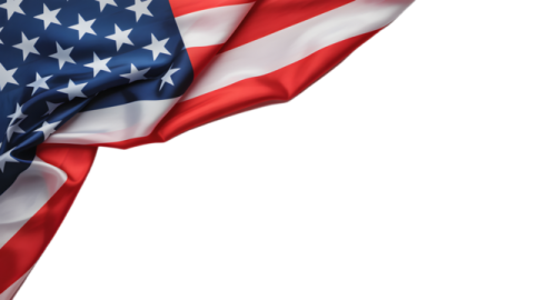 an american flag flying in the wind