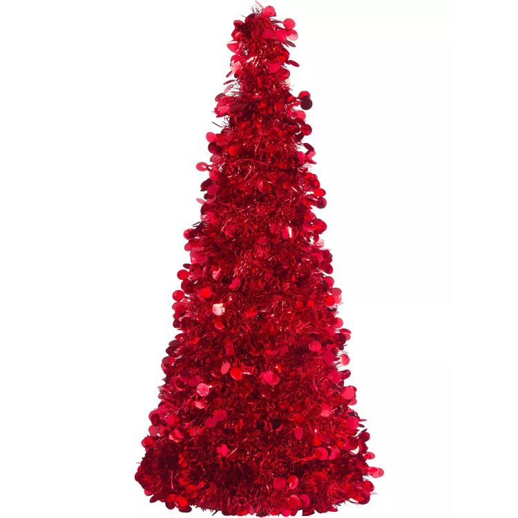a red christmas tree on a white background