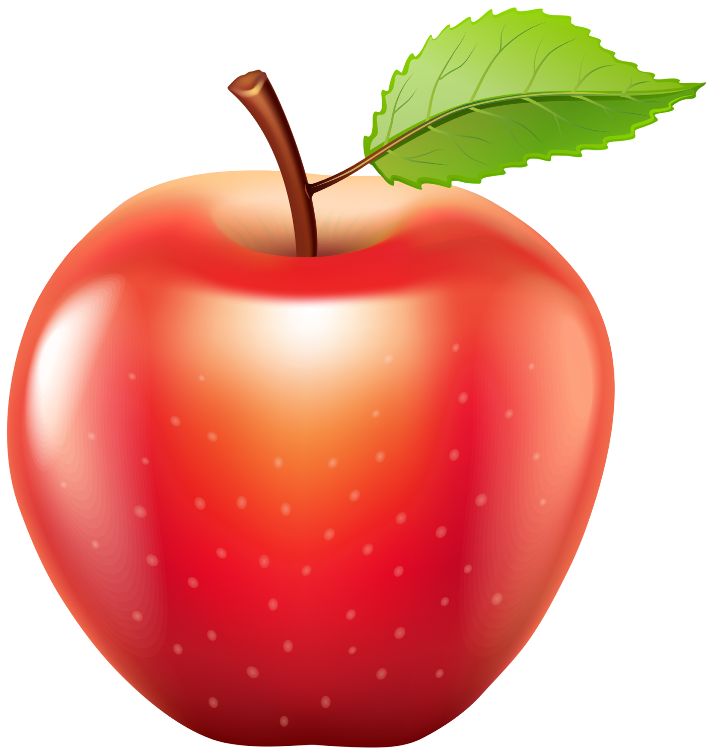 an apple with a leaf on it