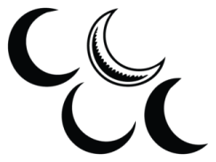a black and white image of three crescents