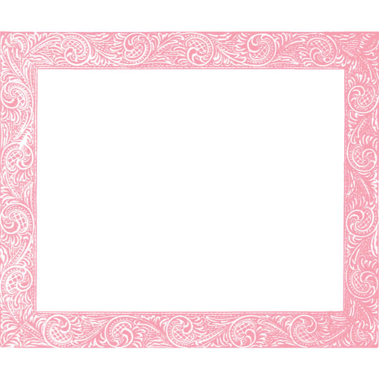 a pink and white frame with an ornate pattern
